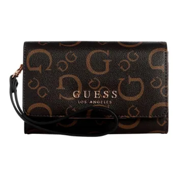 GUESS Coated Canvas Clutch Women's Black Brown