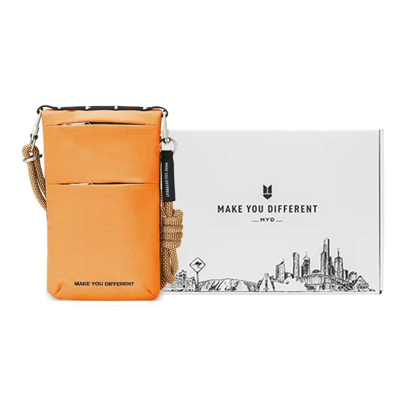 MYD Polyamide Cell Phone Pouch With Passport Holder And Crossbody Bag Unisex Blackberry/Coconut Grey/Mango Yellow-5