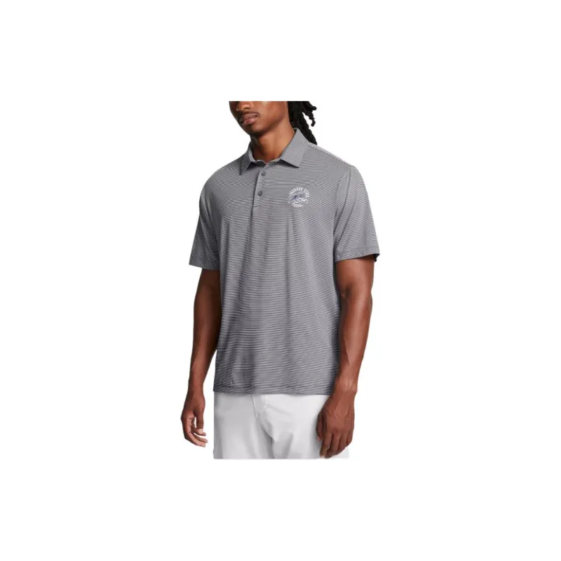 Under Armour Collegiate Tee To Green Stripe Polo Shirt Men's Gray-2