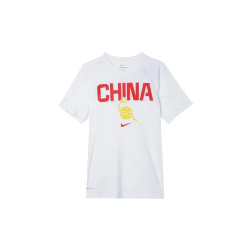 Nike T-Shirts Men White/White/Travel Yellow/Comet Red