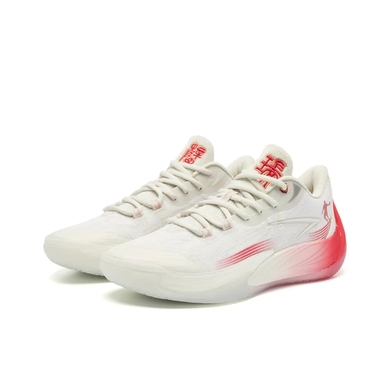 QIAODAN Poisonous Fangs 3.0 Basketball Shoes Men Low Top Birch White Brier Red-2