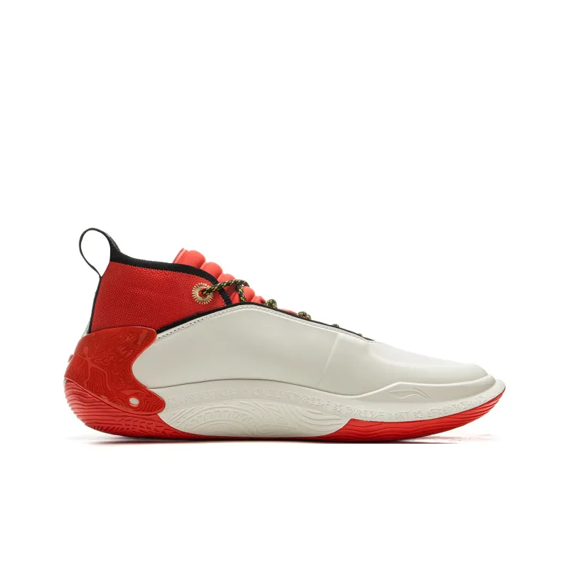 LiNing Wow11 Cushioning Anti-Slip And Wear-Resistant Lightweight Rebound Mid-Top Basketball Shoes Men's White Red-1