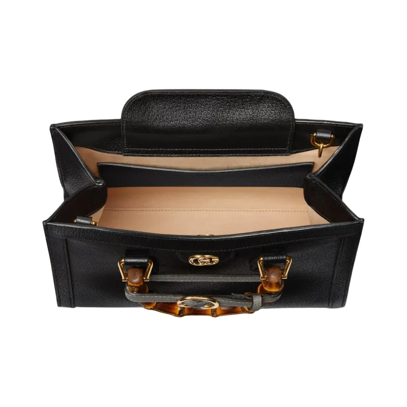 GUCCI Diana Leather Tote Bag Shopping Bag Shoulder Bag Crossbody Bag Handbag Small Size Women's Black-8