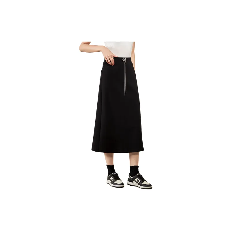 SMEN Casual Long Skirts Women's Black-9