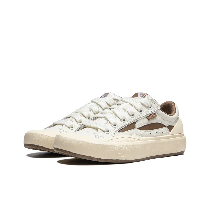 LiNing Wave S70 Anti Slip Wear Resistant Low Top Skateboard Shoes Unisex Beige Brown-2