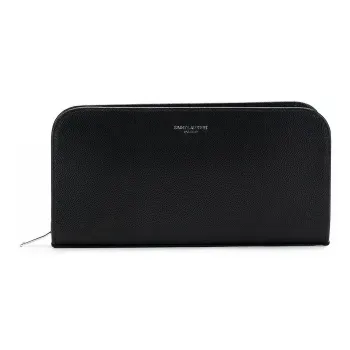 SAINT LAURENT Leather Wallet Coin Purse Men's Black