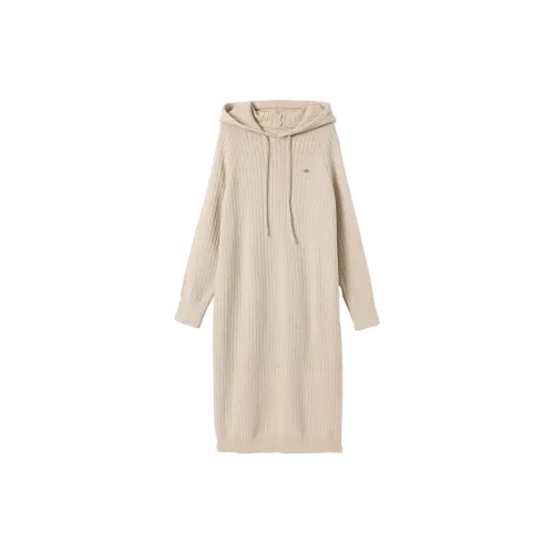 XIANGYING Long-Sleeved Dresses Women's Beige