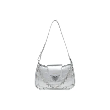 NOMK PU Shoulder Bag Crossbody Bag Women's White/Black/Blue/Silver