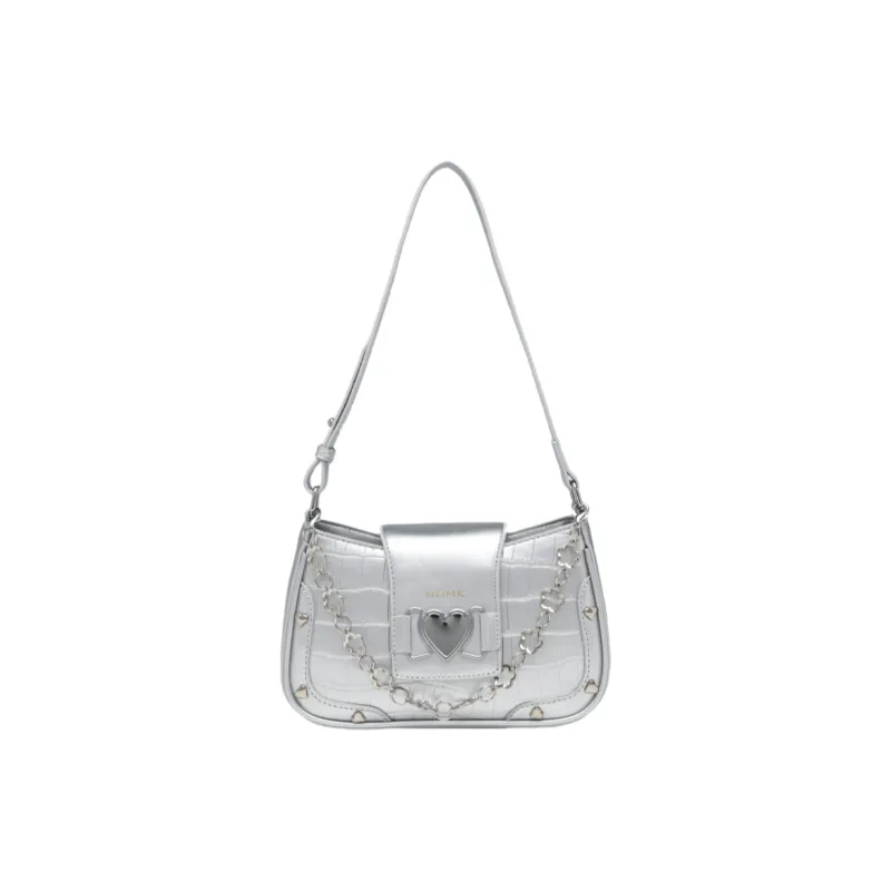 NOMK PU Shoulder Bag Crossbody Bag Women's White/Black/Blue/Silver-2