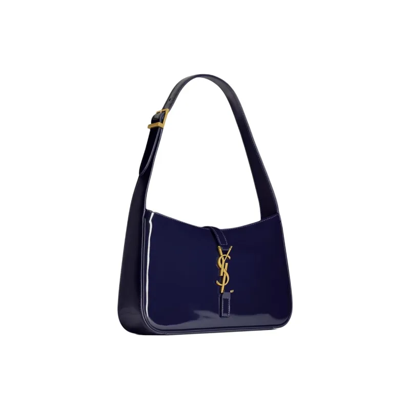 SAINT LAURENT LE5A7 Patent Leather Vagabond Bag Shoulder Bag Women's Midnight Blue-1