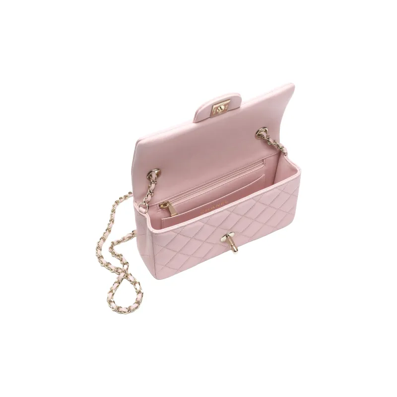 CHANEL Lambskin Shoulder Bag Mini Women's Light Pink-3