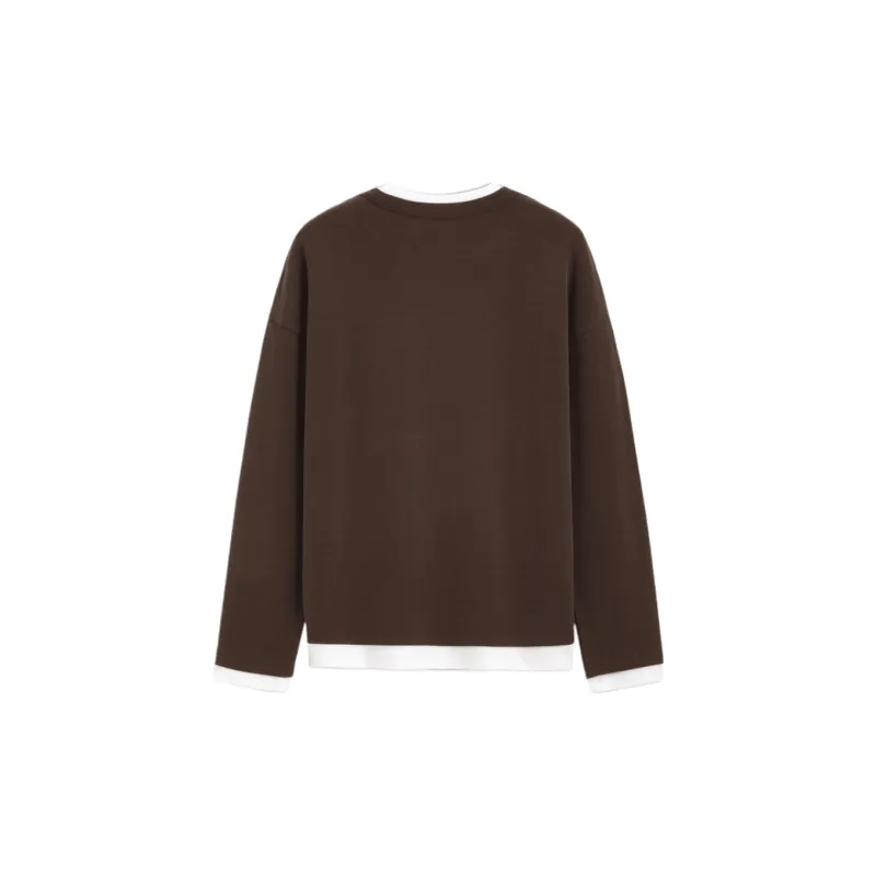 GAP Logo Double Layer Color Block Long Sleeved Minimalist Style Casual Top T Shirt Women's-1