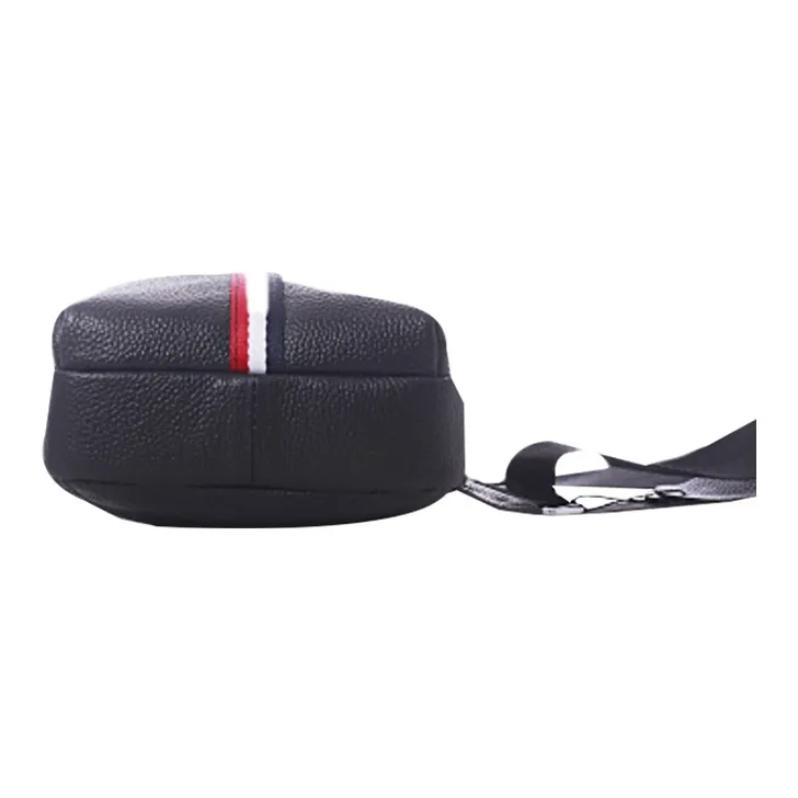 DOSRFINI Top Grain Cow Leather Sling Bag Medium Size Men's Black-3