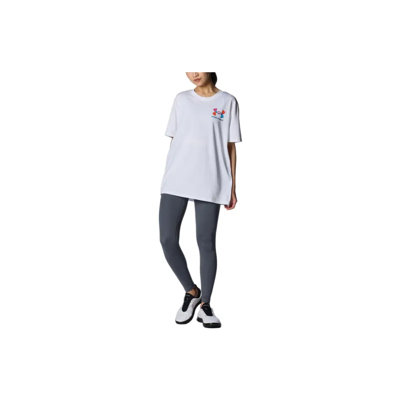 Under Armour Drop Shoulder Sleeve T Shirt Women's White-4