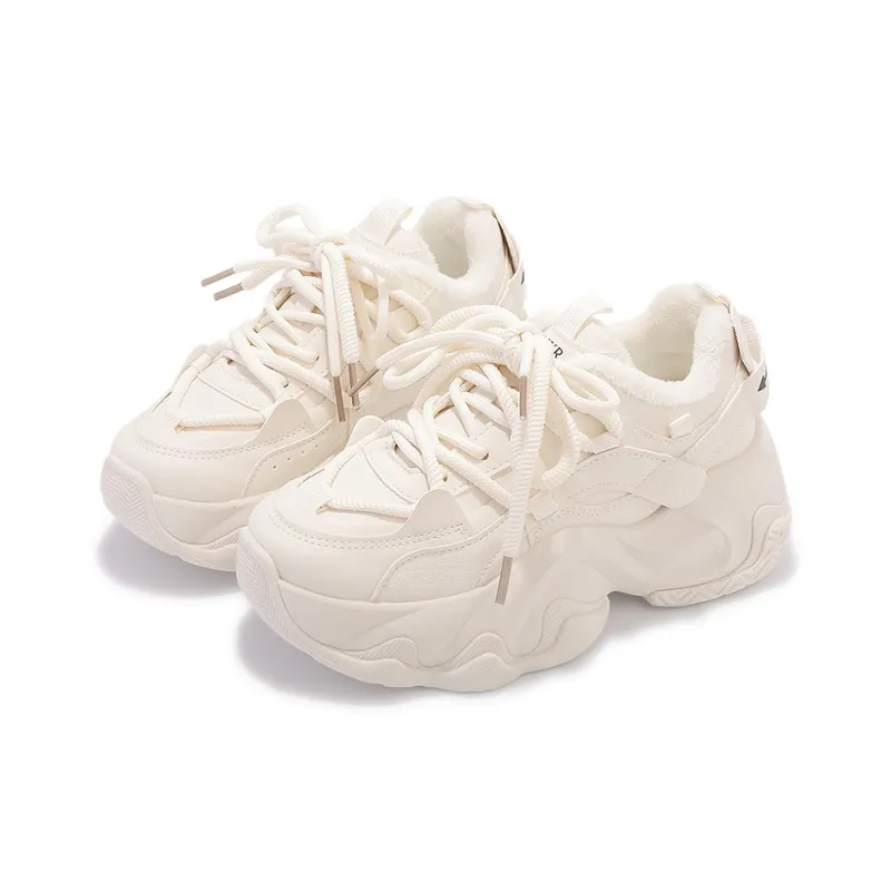 SNXR Anti-Slip Wear-Resistant Waterproof And Breathable Low-Top Chunky Sneakers Women's Beige-96