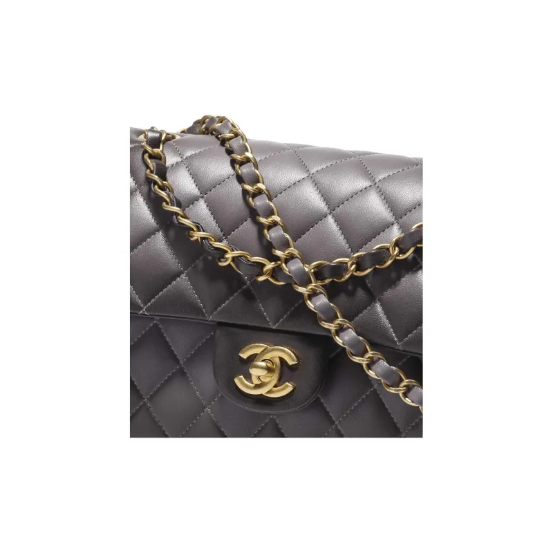 CHANEL Classic Flap CF Lambskin Shoulder Bag, Crossbody Bag, Handbag Women's Gray-2