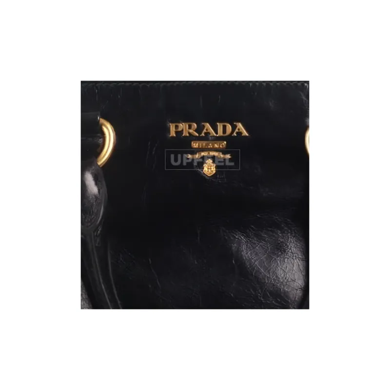 PRADA Calfskin Tote Bag Shopping Bag Shoulder Bag Crossbody Bag Handbag Women's Black-6