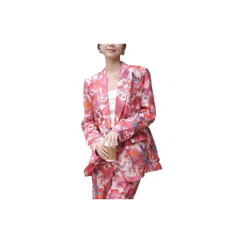 BESIONIA FW24 Business Suits Coats Women's Red Pattern-2
