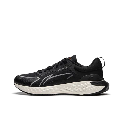 LiNing Cloud Shield Cushioned Slip Resistant Rebound Low Top Casual Running Shoes Men's Black White