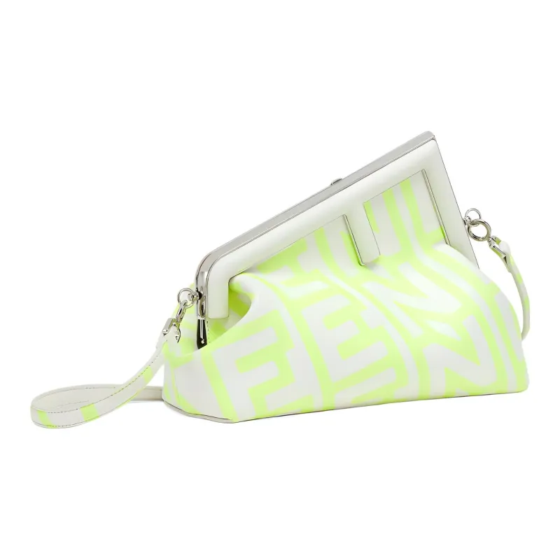 FENDI Marc Jacobs Collaboration Capsule Collection Lambskin Clutch Women's White/Neon Yellow-1