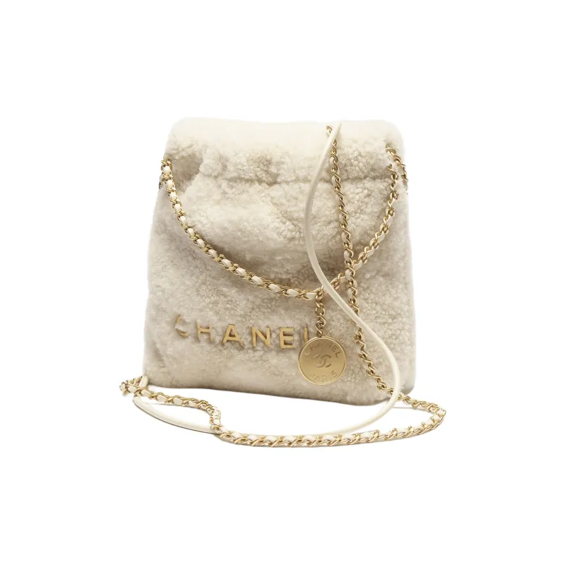 CHANEL Shearling Shoulder Bag, Crossbody Bag, Handbag Mini Women's Natural-1