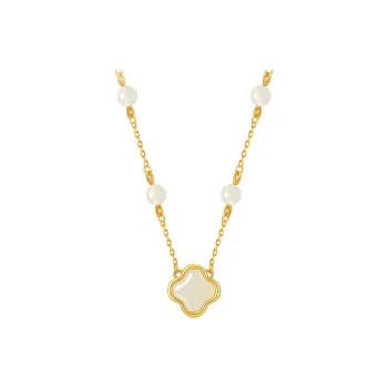 Double Happiness Gift Hetian Jade Necklaces Pale Greenish White Jade Women's