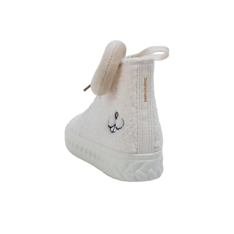 MINGKUANG Street Quirky Box Thermal Slip Resistant And Abrasion Resistant High Top Skateboard Shoes Women's Ecru-4