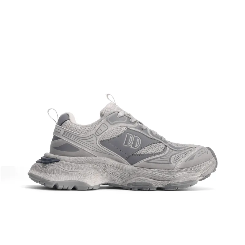 GLO BULL Height Increasing Wear Resistant Breathable Slip Resistant Low Top Chunky Sneakers Unisex Beige Gray-1