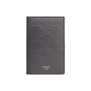 CELINE Triomphe Calfskin Card Holder Men's Gray