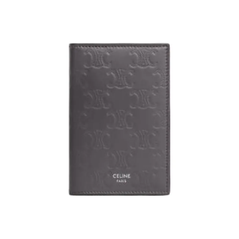 CELINE Triomphe Calfskin Card Holder Men's Gray-0