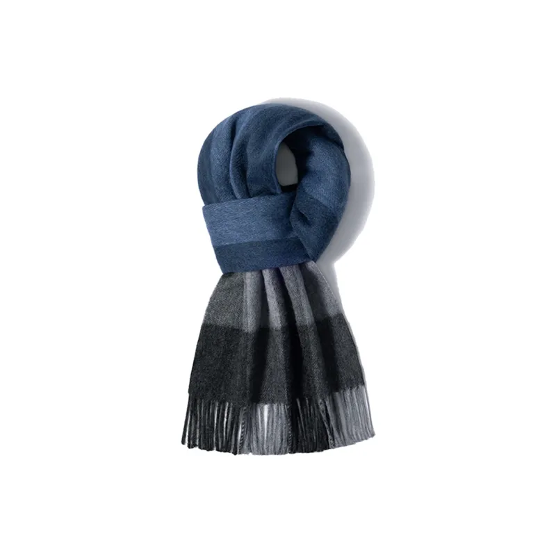 Shanghai Story 100% Cashmere Knit Scarves Unisex Beige And Orange Check Gift Box Set-21