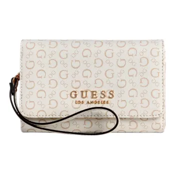GUESS Coated Canvas Clutch Women's White