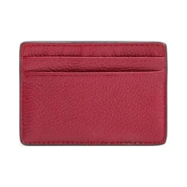 MICHAEL KORS Litchi Grain Leather Card Holder Women's Red-1