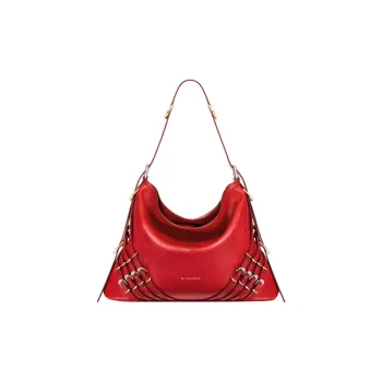 GIVENCHY Buffalo Leather Handbag, Shoulder Bag Medium Size Women's Vermilion & Red