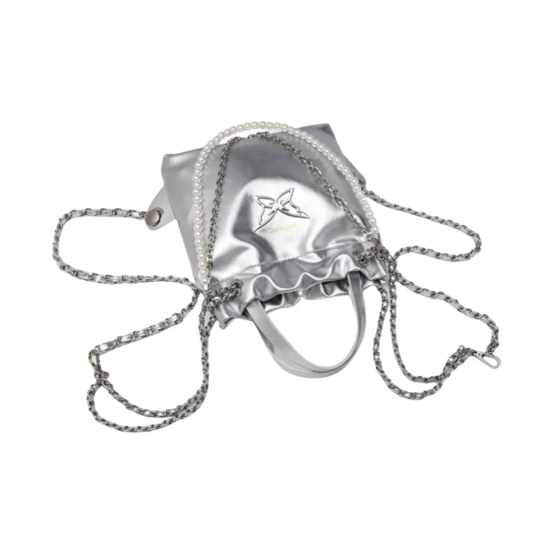 NOMK PU Backpack, Travel Bag, Handbag Women's Silver-4
