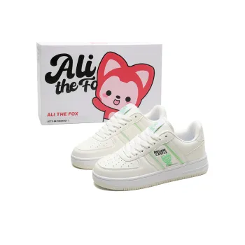 ALI THE FOX Anti Slip Wear Resistant Lightweight Breathable Low Top Skateboard Shoes Unisex White Green Box Included