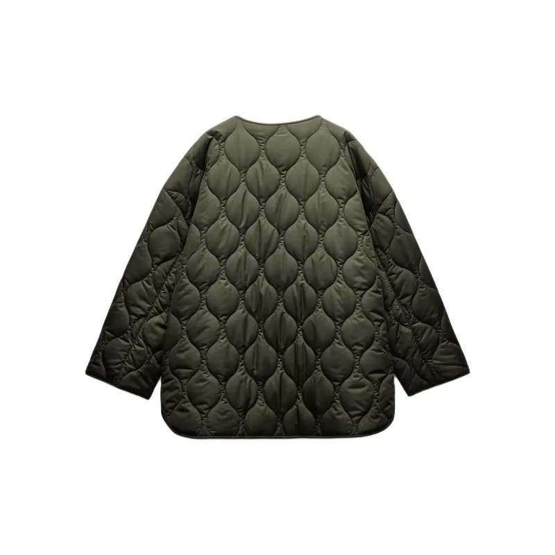 ZARA Trf Puffer Jacket Women's Dark Olive Green-1