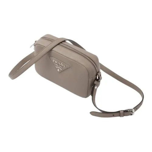 PRADA Leather Crossbody Bag Shoulder Bag Small Size Women's Clay Gray