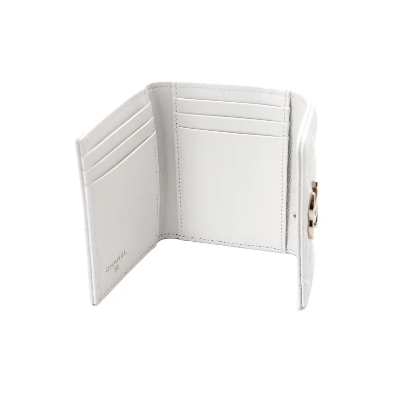 CHANEL Grain Caviar Calfskin Card Holder Women's White-3