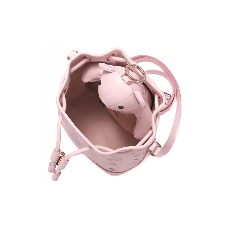 MCM Visetos Leather Bucket Bags Shoulder Bags Regular Women's Pink-4