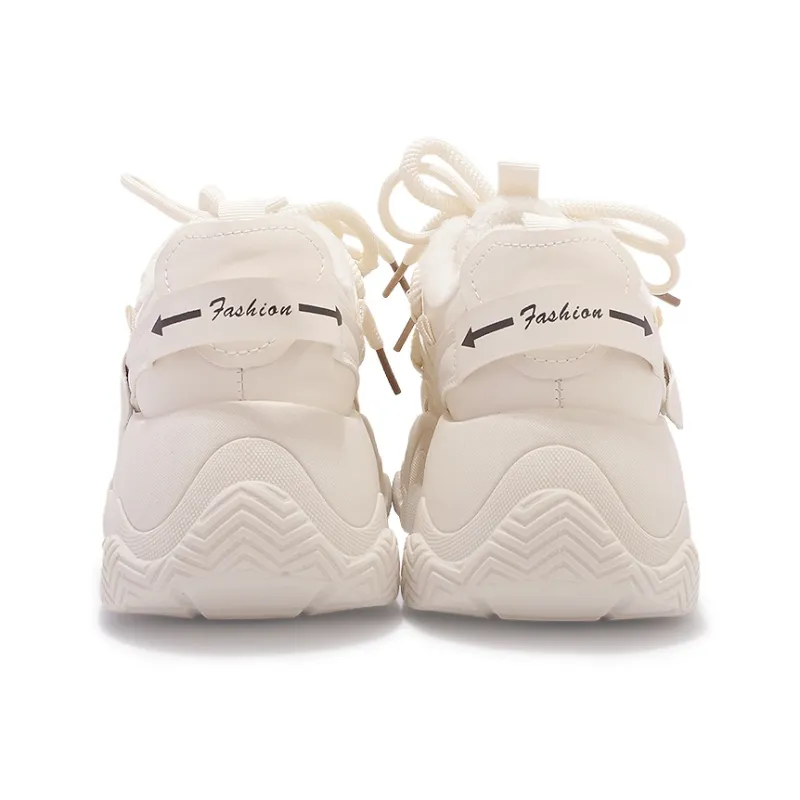 SNXR Anti-Slip Wear-Resistant Waterproof And Breathable Low-Top Chunky Sneakers Women's Beige-98