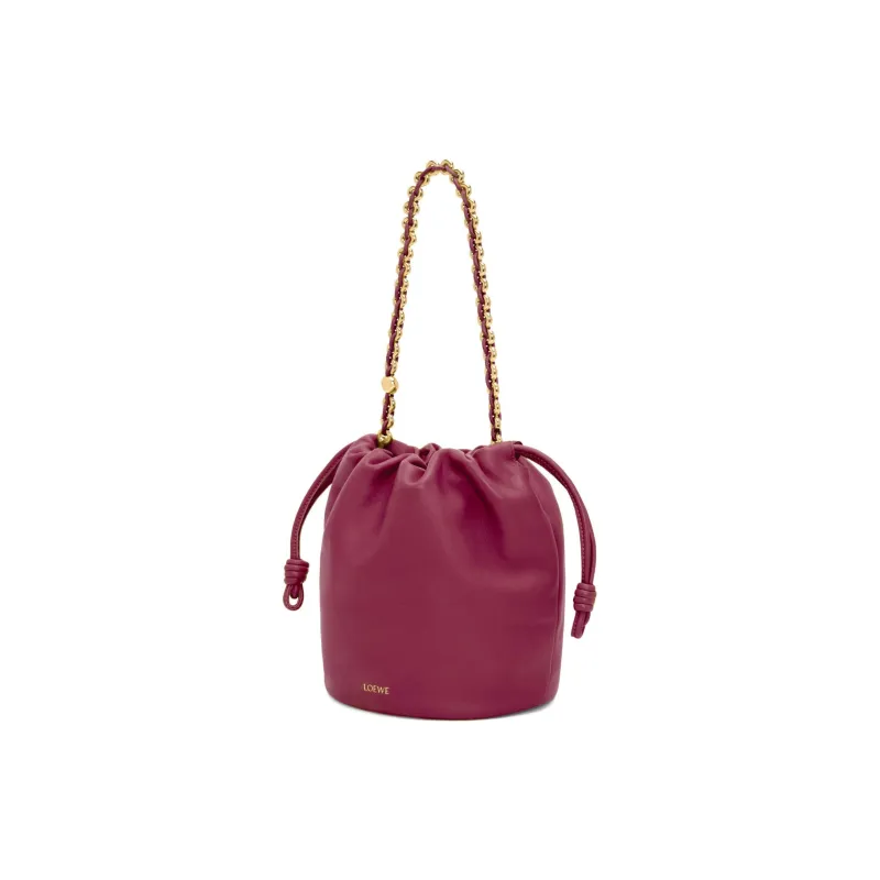 LOEWE Flamenco Soft Nappa Lambskin Bucket Bag Handbag Shoulder Bag Crossbody Bag Women's Deep Red-4