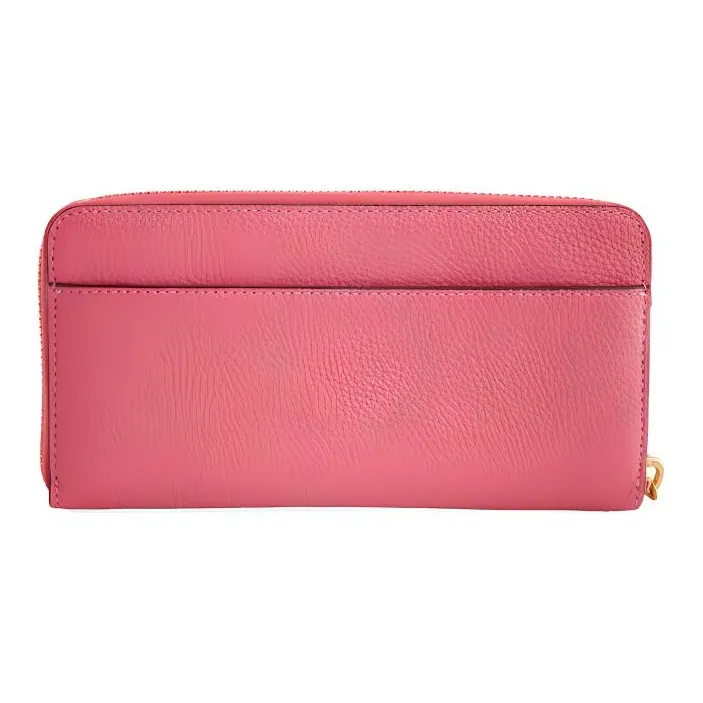 COACH Accordion Zip Leather Wallet Regular Women's Pink-1
