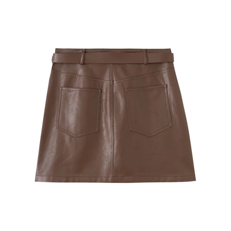 SHUIYUNJIAN Casual Short Skirts Women's Coffee-1