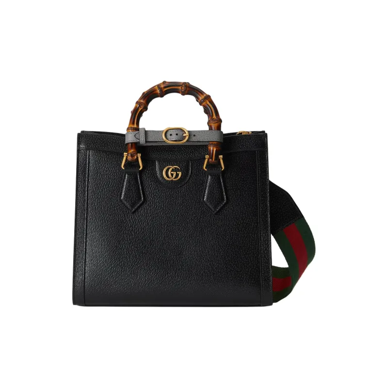 GUCCI Diana Leather Tote Bag Shopping Bag Shoulder Bag Crossbody Bag Handbag Small Size Women's Black-2