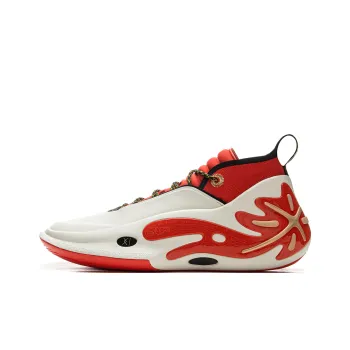 LiNing Wow11 Cushioning Anti Slip And Wear Resistant Lightweight Rebound Mid Top Basketball Shoes Men's White Red
