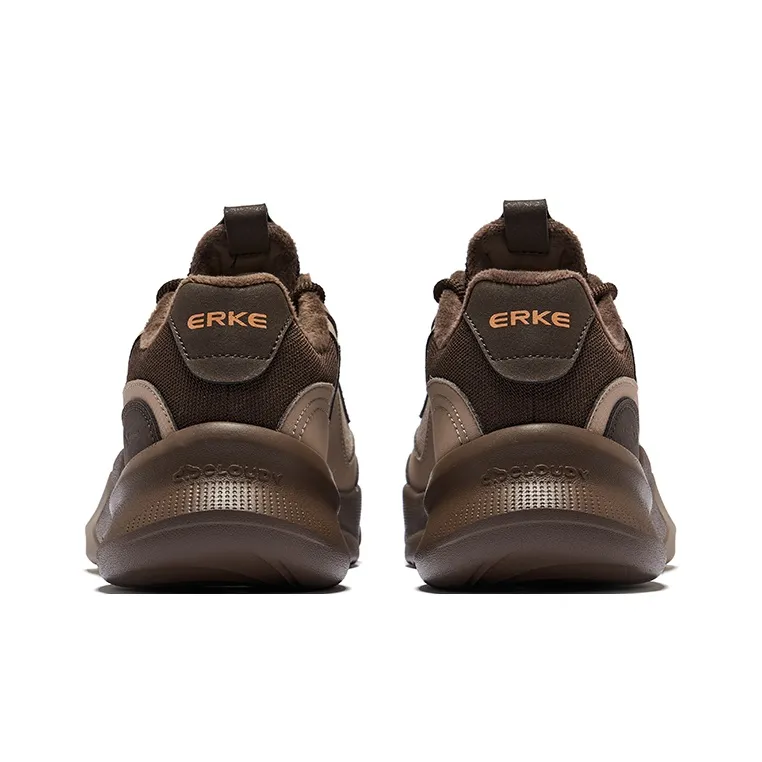 Erke Derivation Cushioning Warm Rebound Low-Top Casual Shoes Men's Taupe Dark Rosewood-3