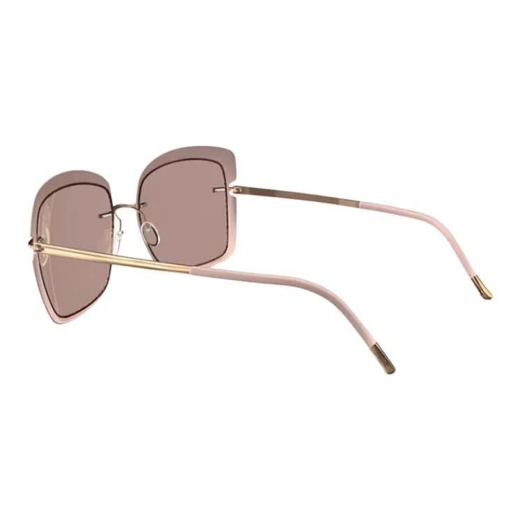 SILHOUETTE Titanium Metal Square Sunglasses Unisex Flesh Pink-2