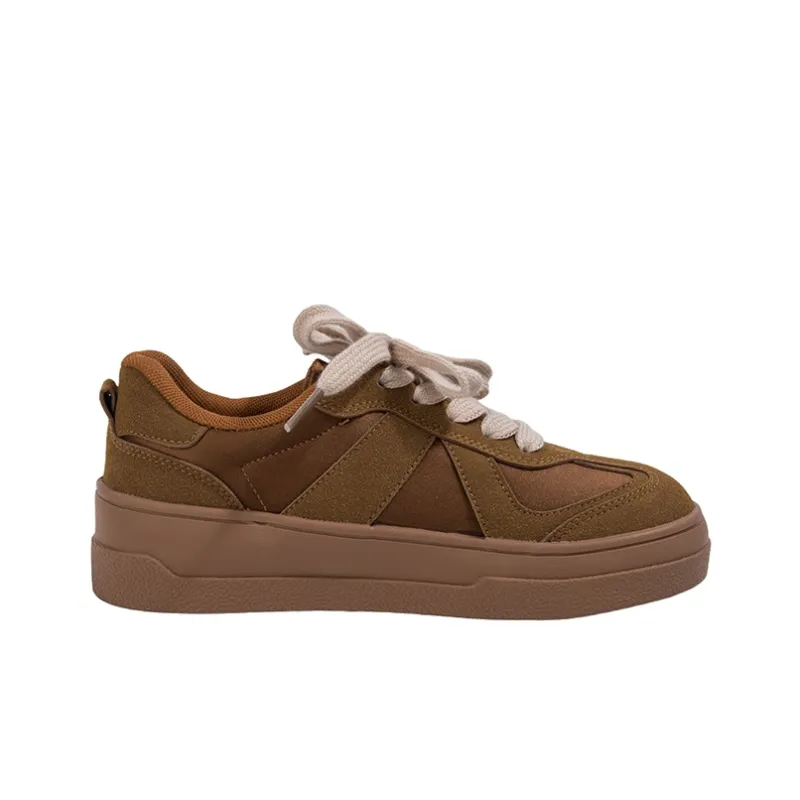 MINGKUANG Street Trend Maillard Style Anti-Slip And Wear-Resistant Lightweight Low-Top Skateboard Shoes Women's Umber-1