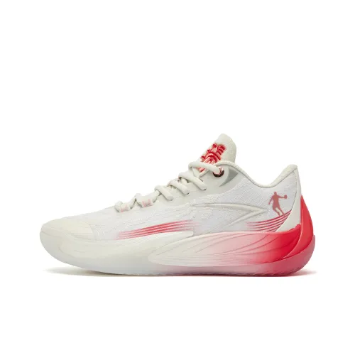 QIAODAN Poisonous Fangs 3.0 Basketball Shoes Men Low-Top Birch White Brier Red